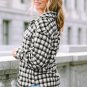 Black Plaid Print Chest Pockets Buttoned Tunic Shacket