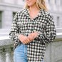 Black Plaid Print Chest Pockets Buttoned Tunic Shacket