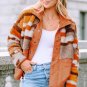 Brown Quilted Patch Pockets Aztec Furry Jacket