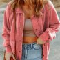 Fiery Red Vintage Washed Flap Pocket Button Shacket