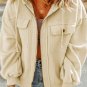 Apricot Flap Pocket Drawstring Hood Zip Up Jacket