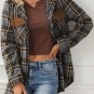 Contrast Hooded Drawstring Plaid Shacket