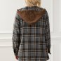 Contrast Hooded Drawstring Plaid Shacket