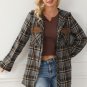 Contrast Hooded Drawstring Plaid Shacket