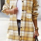 Yellow Plaid Flap Pocket Long Sleeve Shacket