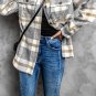 Brown Plaid Print Pocket Women Shacket