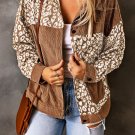 Brown Leopard Print Corduroy Long Sleeve Jacket