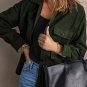 Green Turn Down Collar Buttoned Shirt Jacket