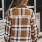 Brown Pocketed Buttoned Plaid Shirt Jacket