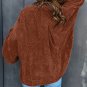 Coffee Textured Corduroy Puff Sleeve Shacket