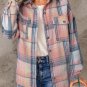 Pink Black/Pink Plaid Flap Pockets Shacket