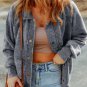 Gray Vintage Washed Flap Pocket Button Shacket