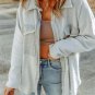 Gray Contrast Flap Pockets Relaxed Shacket