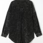 Black Vintage Distressed Mineral Wash Oversized Shacket