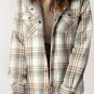 Gray Plaid Pattern Sherpa Lined Hooded Shacket