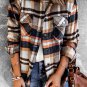 Geometric Plaid Print Pocketed Shacket