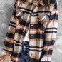 Geometric Plaid Print Pocketed Shacket