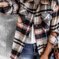 Geometric Plaid Print Pocketed Shacket