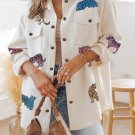 Beige Sequined Tigers Textured Shacket