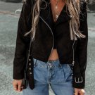 Black Asymmetric Zipper Belted Hem Jacket