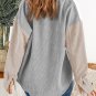 White Sequin Rugby Graphic Flap Pockets Corduroy Shacket