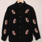 Black Sequin Rugby Pattern Buttoned Corduroy Shacket