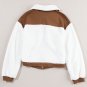 Chestnut Corduroy Color Block Contrast Patchwork Fuzzy Jacket