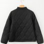 Black Solid Color Quilted Snap Button Jacket