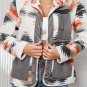 Multicolour Aztec Fleece Patchwork Snap Button Jacket
