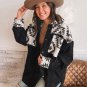 Black Aztec Patchwork Buttoned Corduroy Shacket