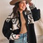 Black Aztec Patchwork Buttoned Corduroy Shacket