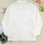 White Solid Color Corduroy Buttoned Long Sleeve Shacket