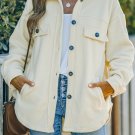 Beige Turn Down Collar Buttoned Shirt Jacket