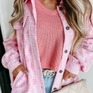 Delicacy Geometric Print Textured Flap Detail Shacket with Pocket