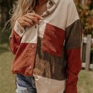 Cinnamon Colorblock Curved Hem Corduroy Shacket with Pocket