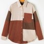 Cinnamon Colorblock Curved Hem Corduroy Shacket with Pocket