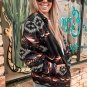 Black Aztec Printed Zip Up Collar Jacket