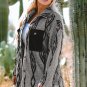 Gray Aztec Contrast Chest Pockets Loose Shacket