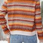 Orange Boho Striped Zip Up Long Sleeve Jacket