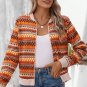 Orange Boho Striped Zip Up Long Sleeve Jacket