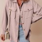 Light Pink Corduroy Flap Pocket Button Up Shacket