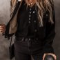 Black Fleece Lined Button-up Collared Corduroy Crop Jacket