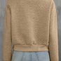 Pale Khaki Solid Geometric Textured Baseball Collar Jacket
