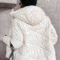 White Solid Quilted Hooded Zip Up Puffer Coat