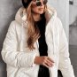 White Solid Quilted Hooded Zip Up Puffer Coat