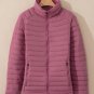 Burgundy Solid Color Quilted Zip-up Puffer Jacket