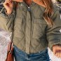 Jungle Green Teddy Collar Flap Pockets Quilted Puffer Jacket