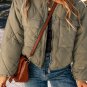 Jungle Green Teddy Collar Flap Pockets Quilted Puffer Jacket
