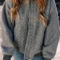 Medium Grey Fuzzy Zip Up Pocketed Sleeve Jacket