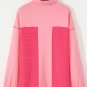 Peach Blossom Two Tone Contrast Waffle Knit Buttoned Loose Shacket